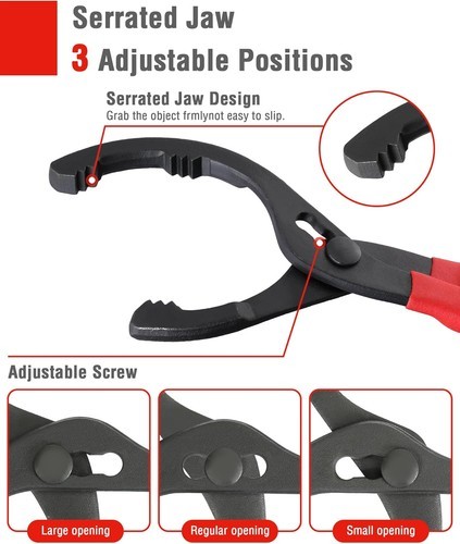 WORKPRO 2PCS Oil Filter Wrench 12″ Adjustable Plier 3-Jaw Universal Removal Tool