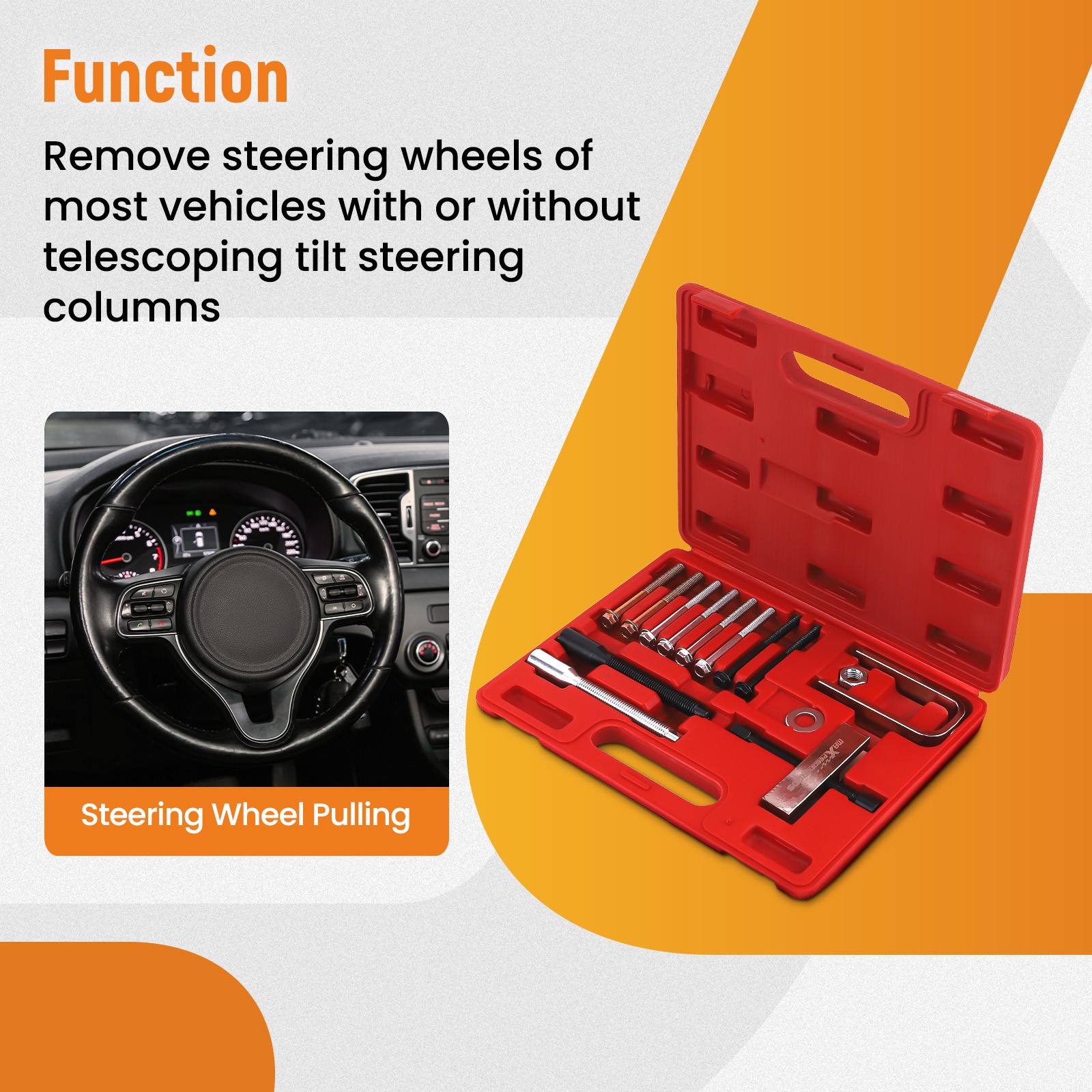 14PC Steering Wheel Puller and Lock Plate Compressor Tool Installer Removal Set