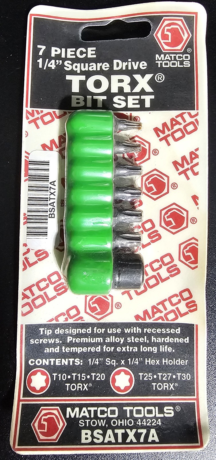 Matco 7 Piece 1/4 Square Drive Tork Bit Set Bsatx7a