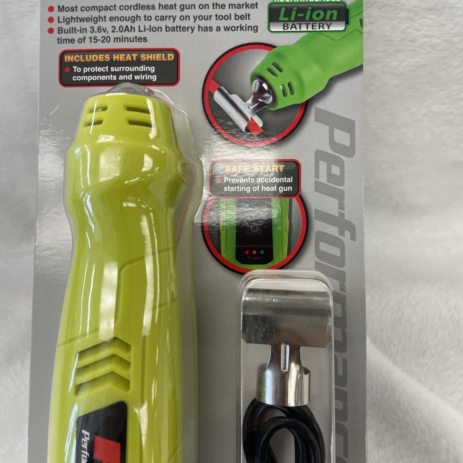 New Performance Tool Rechargeable Mini Heat Gun 600 Degree Temp w/Shield #W2082