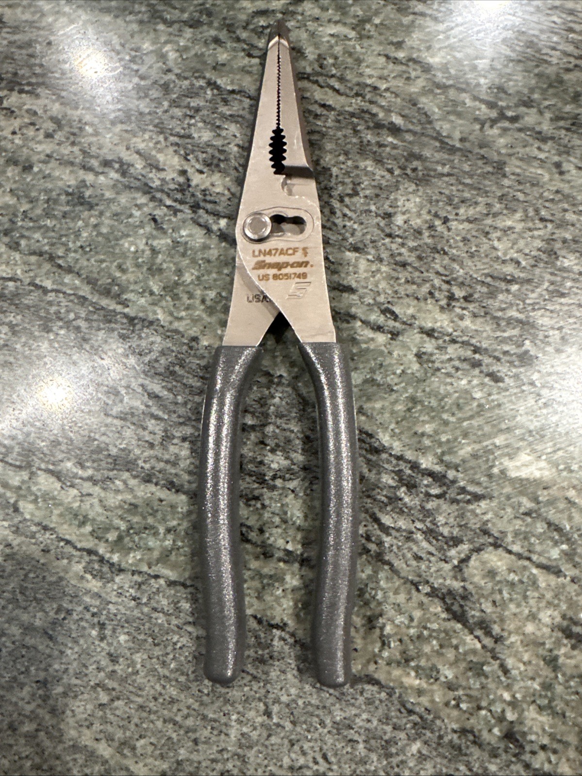 Snap On ln47acf 9” talon grip®️ long nose slip joint pliers dark titanium new