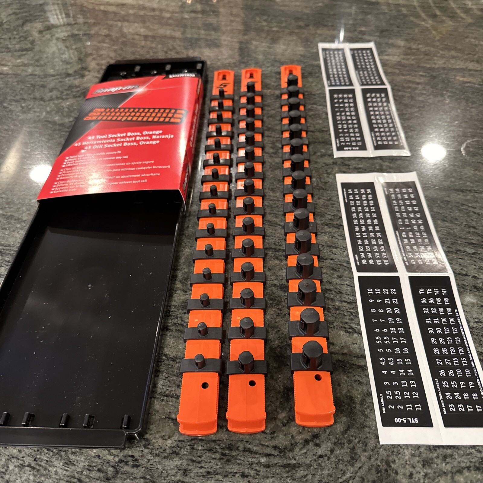 Snap On ka123814or 45 tool socket boss for 1/4,3/8,1/2 twist lock tray orange