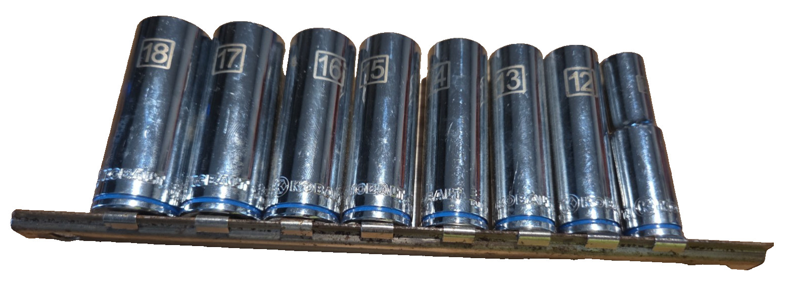 Kobalt 3/8in Drive 6-point Deep Well Sockets Set 8pc Metric 10mm-19mm chromed