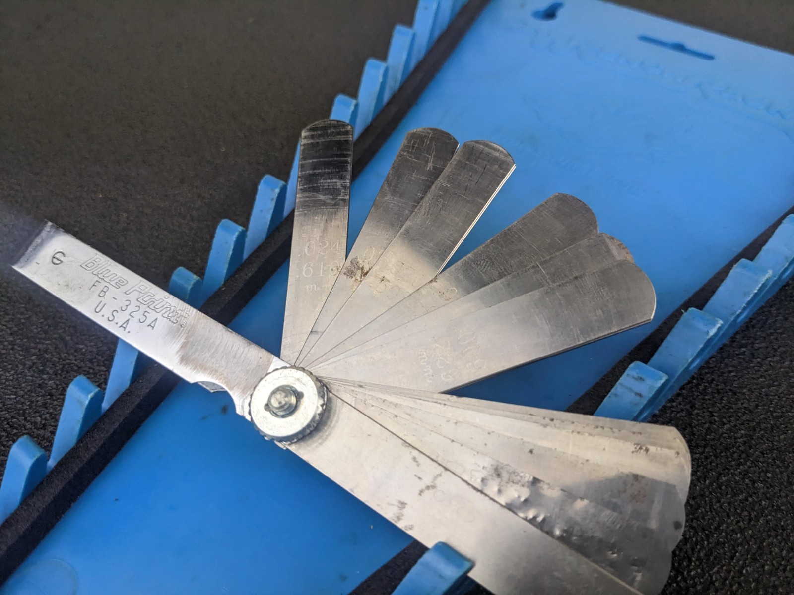 #bl570 Blue Point FB325A Feeler Gauge Set 25 Blades Inches SAE Metric USA