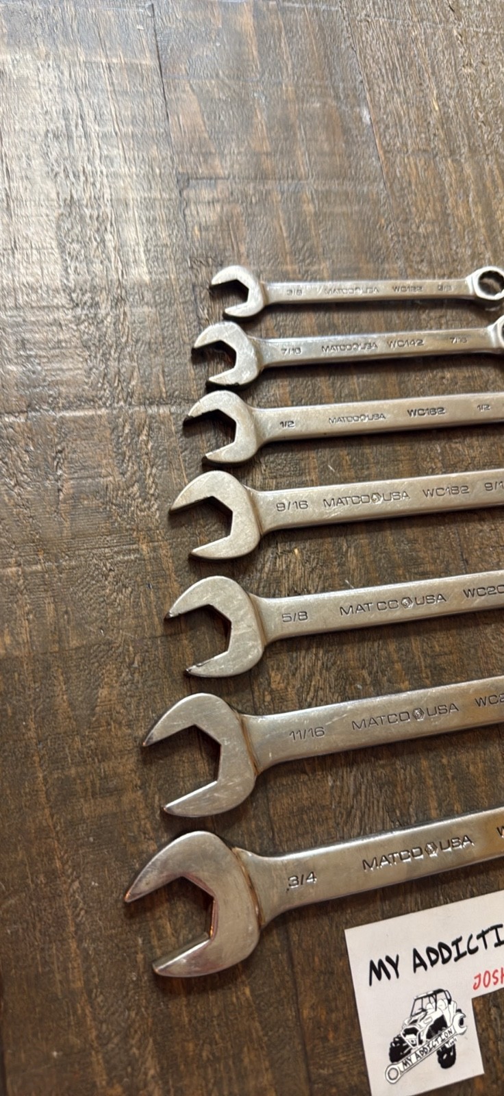MATCO SAE wrench set 3/4 to 3/8 no owner markings all work great