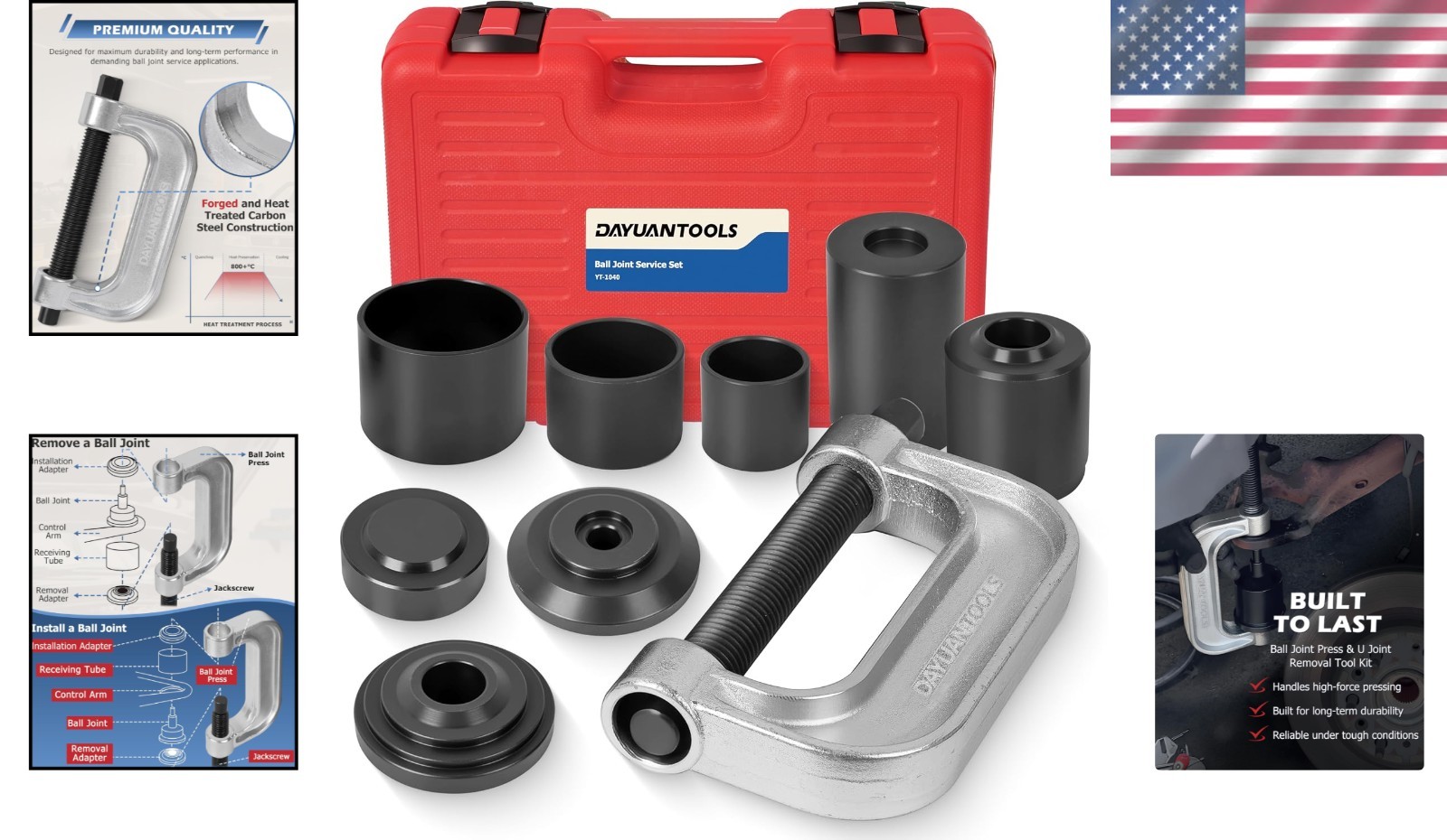 Comprehensive Ball Joint & U Joint Removal Tool Set with Adapters & Storage Case