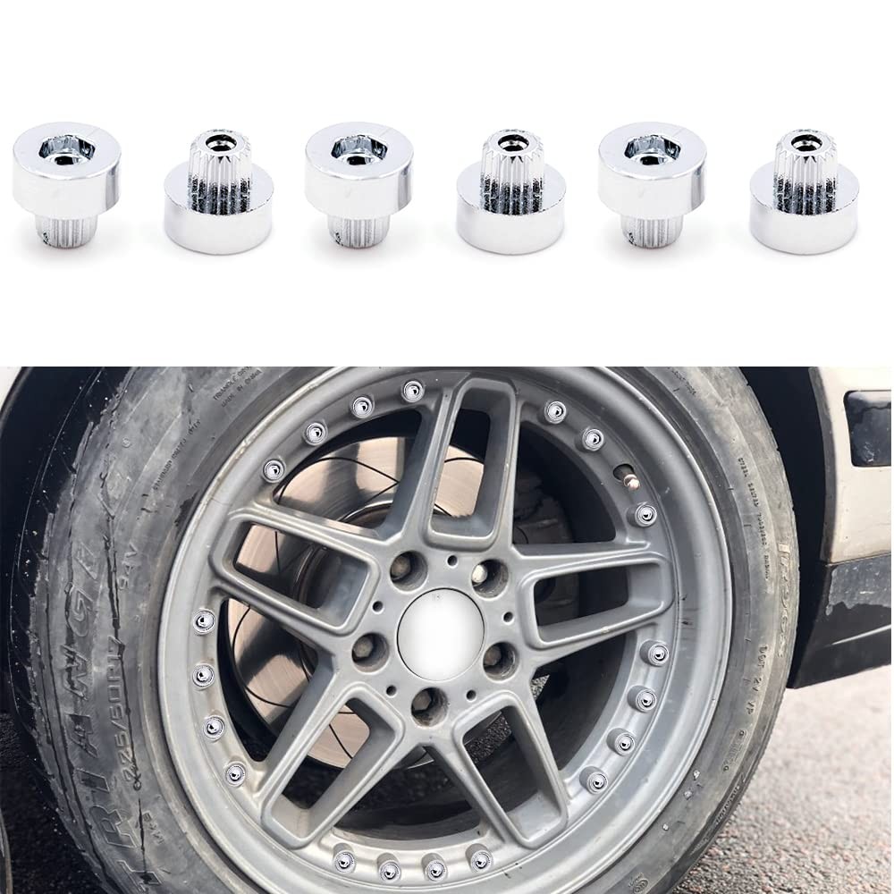 50pcs Wheel Rim Lip Rivets Nuts of 6.2mm/0.24in Hole 6.2mm(0.24″)Diam, Chrome