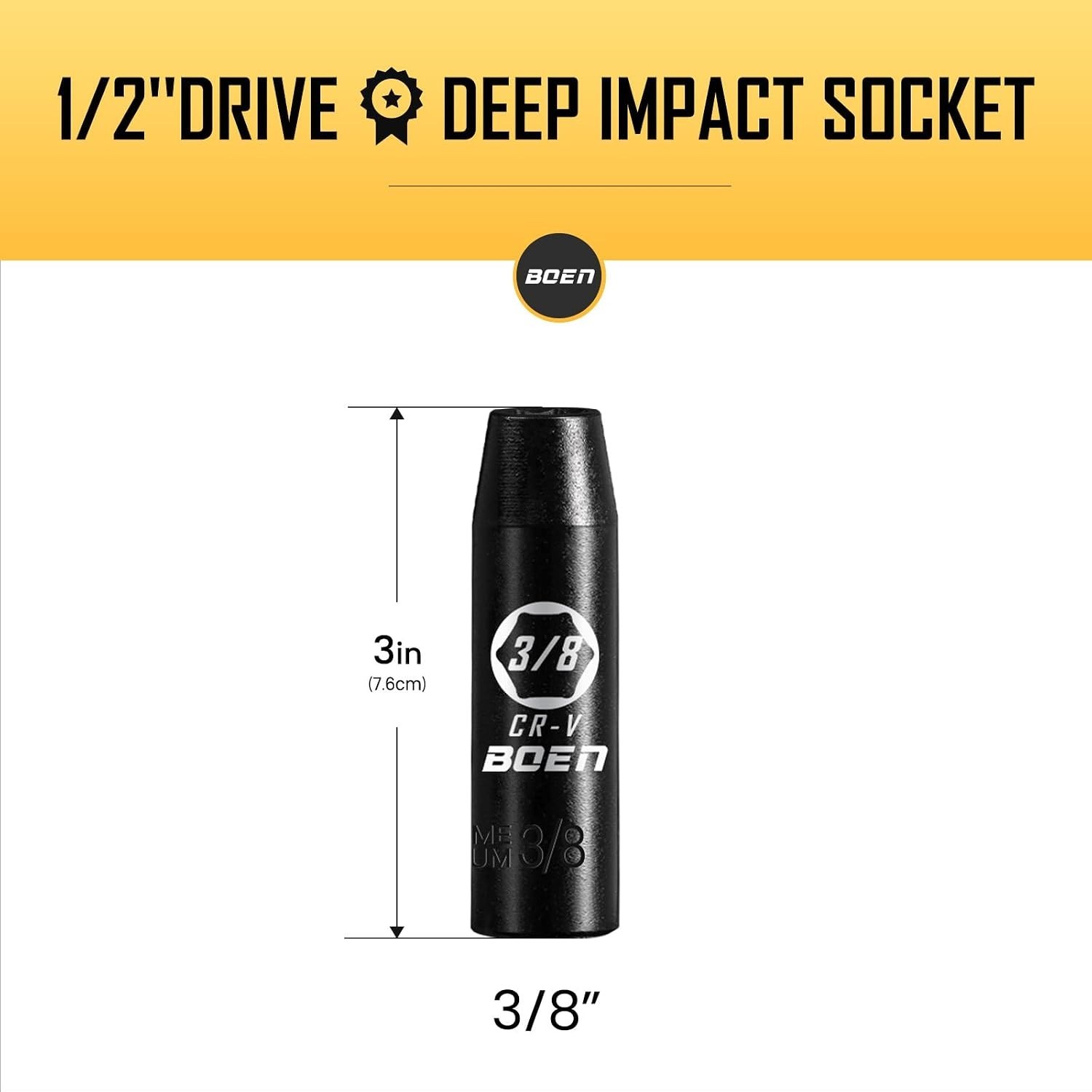 Durable 1/2″ Drive Impact Socket – Laser Marked, 6-Point, Automotive Essential