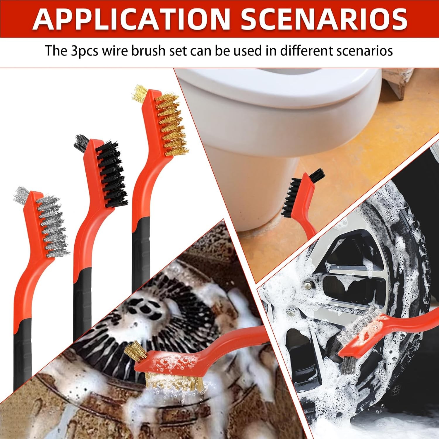 3pcs Wire Brushes for Cleaning Rust, Upgrade Brush Set -…