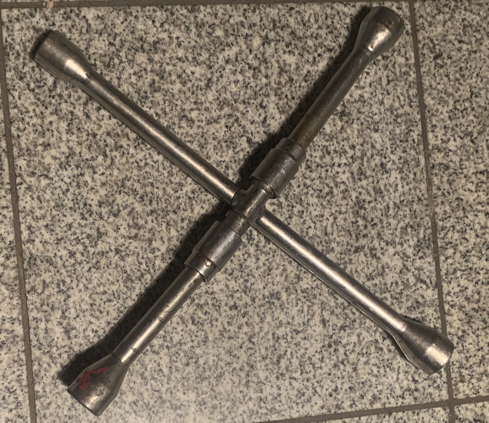Tire Iron 14″ 4-Way Folding Lug Wrench 17mm 3/4″ 19mm 13/16″ 21mm 7/8″ 22mm