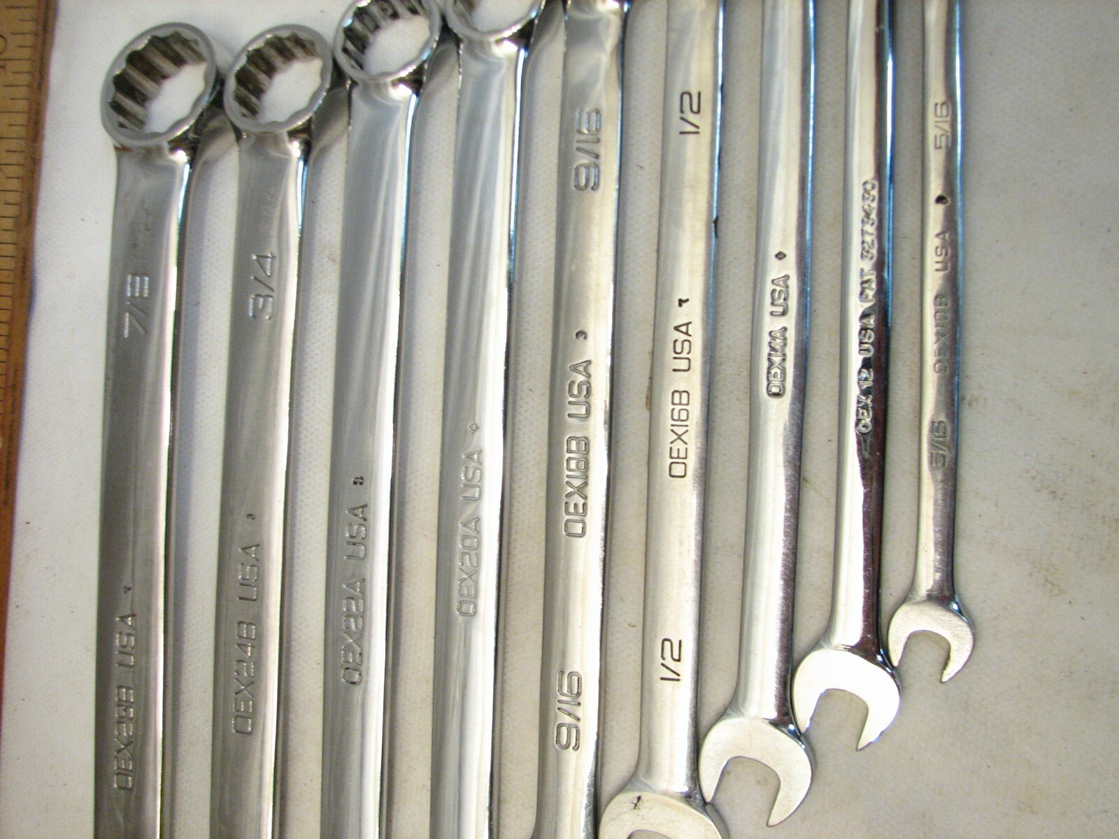 Set 9 Snap-On Combination OEX SAE Wrenches 5/16 – 7/8″ OEXA OEXB Open Box End