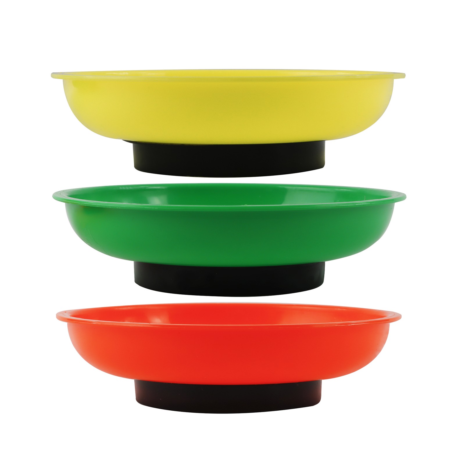 3x Magnetic Round Dish Tray Hi Viz Sturdy Base For Pins Nails Screws Nuts Bolts