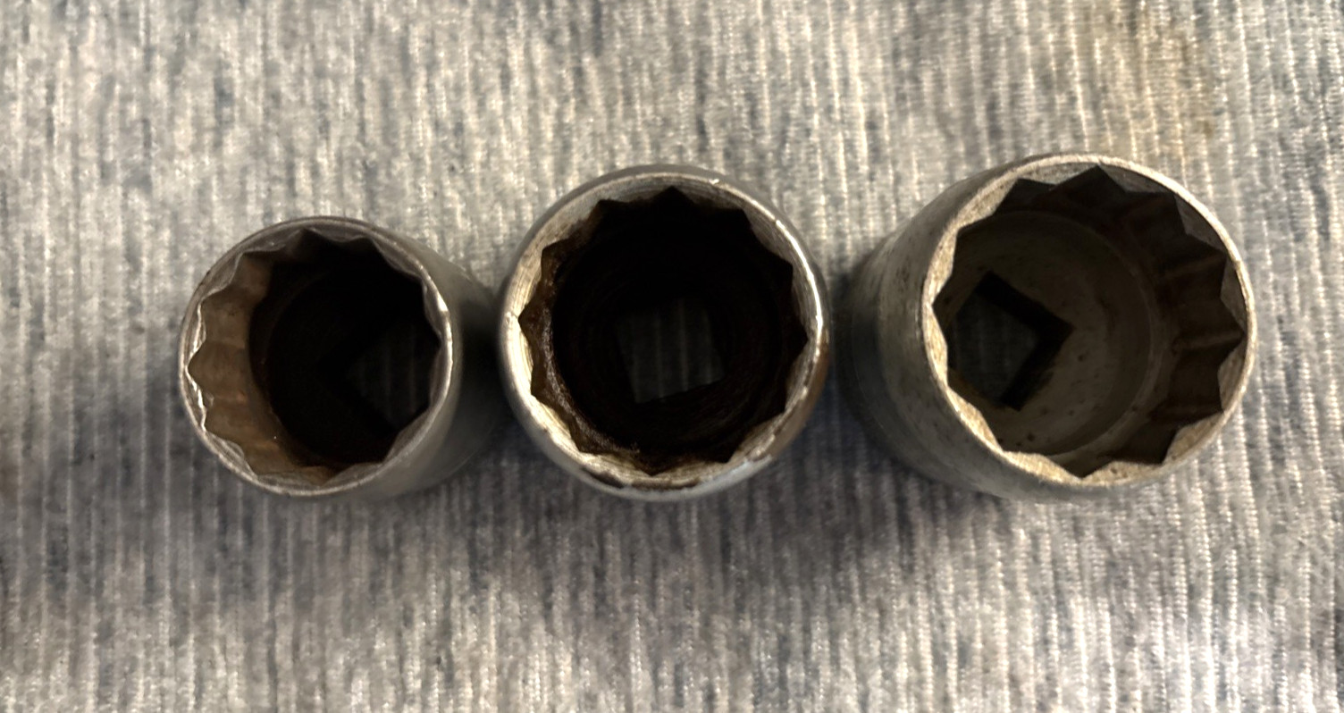 Vintage Knurled S-K (SK) Socket Lot – 1/2 Drive SAE 10 PCs – 7/16” to 1 1/16”
