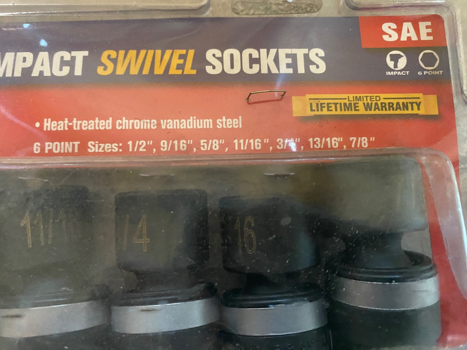 PITTSBURG 7 Pc. 1/2″ Drive SAE Impact Swivel Socket Set (02588) Chrome Vanadium