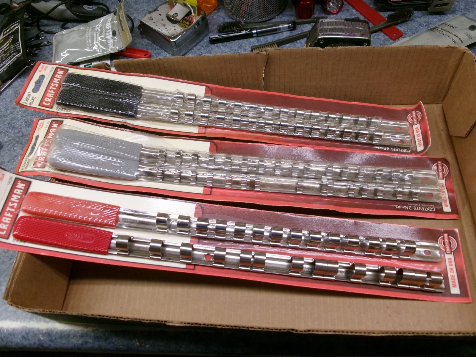 Craftsman USA 6-Piece Socket Rail Set 1/4 + + 3/8 + 1/2″