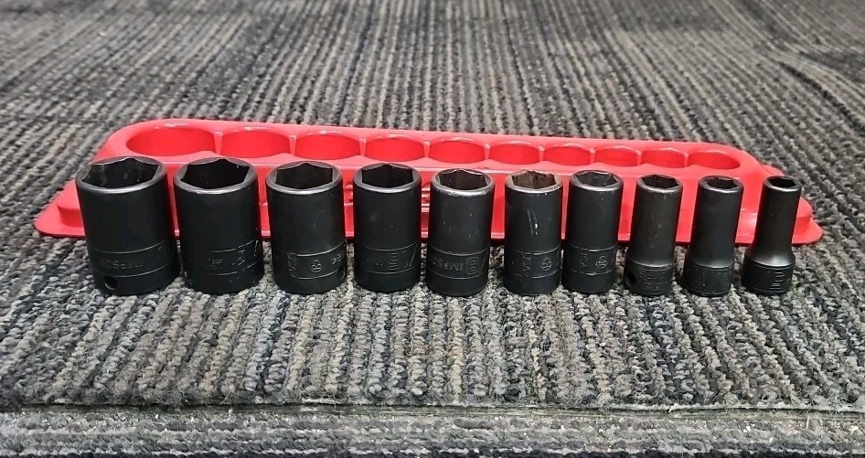Snap-On 10pc IMFS 3/8″ Dr (5/16″-7/8″) 6pt SAE Flank Drive Semi-Deep Impact Set