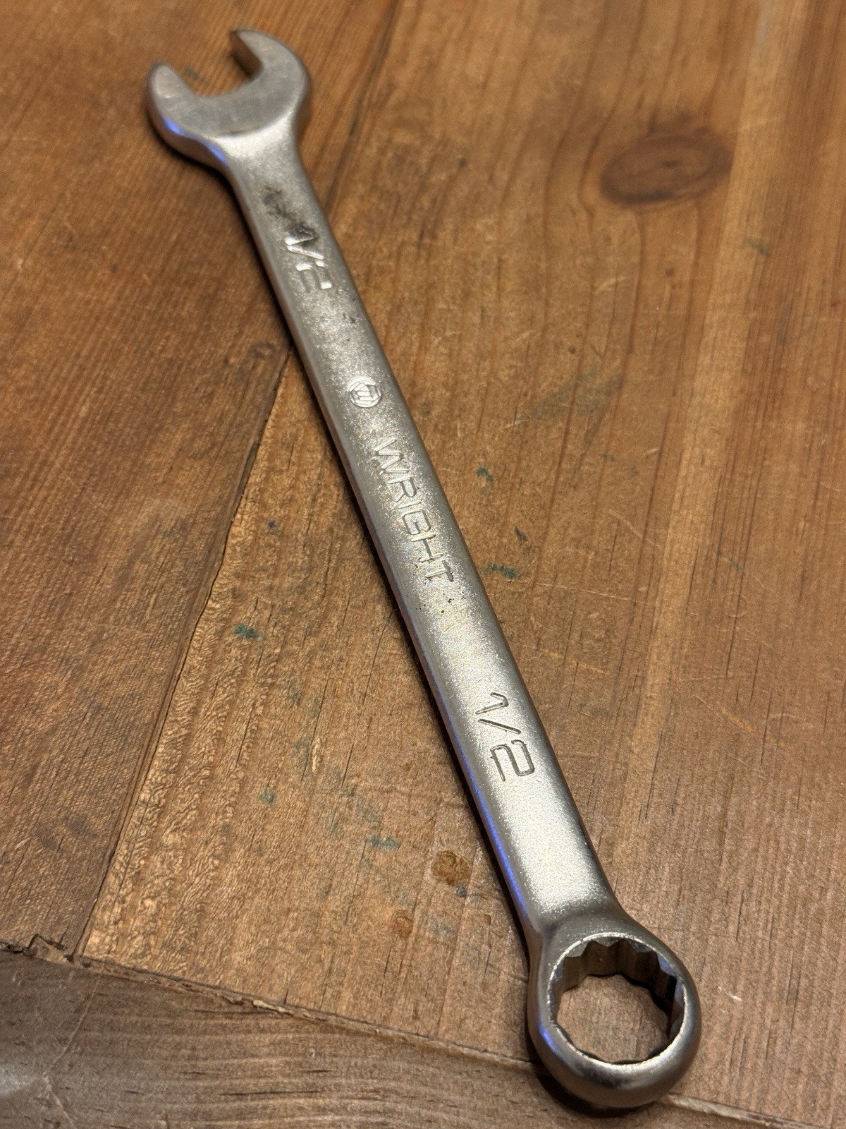 Vintage 7» Long Wright Tool 1/2″ Combination Wrench 1116 Satin – Made in USA
