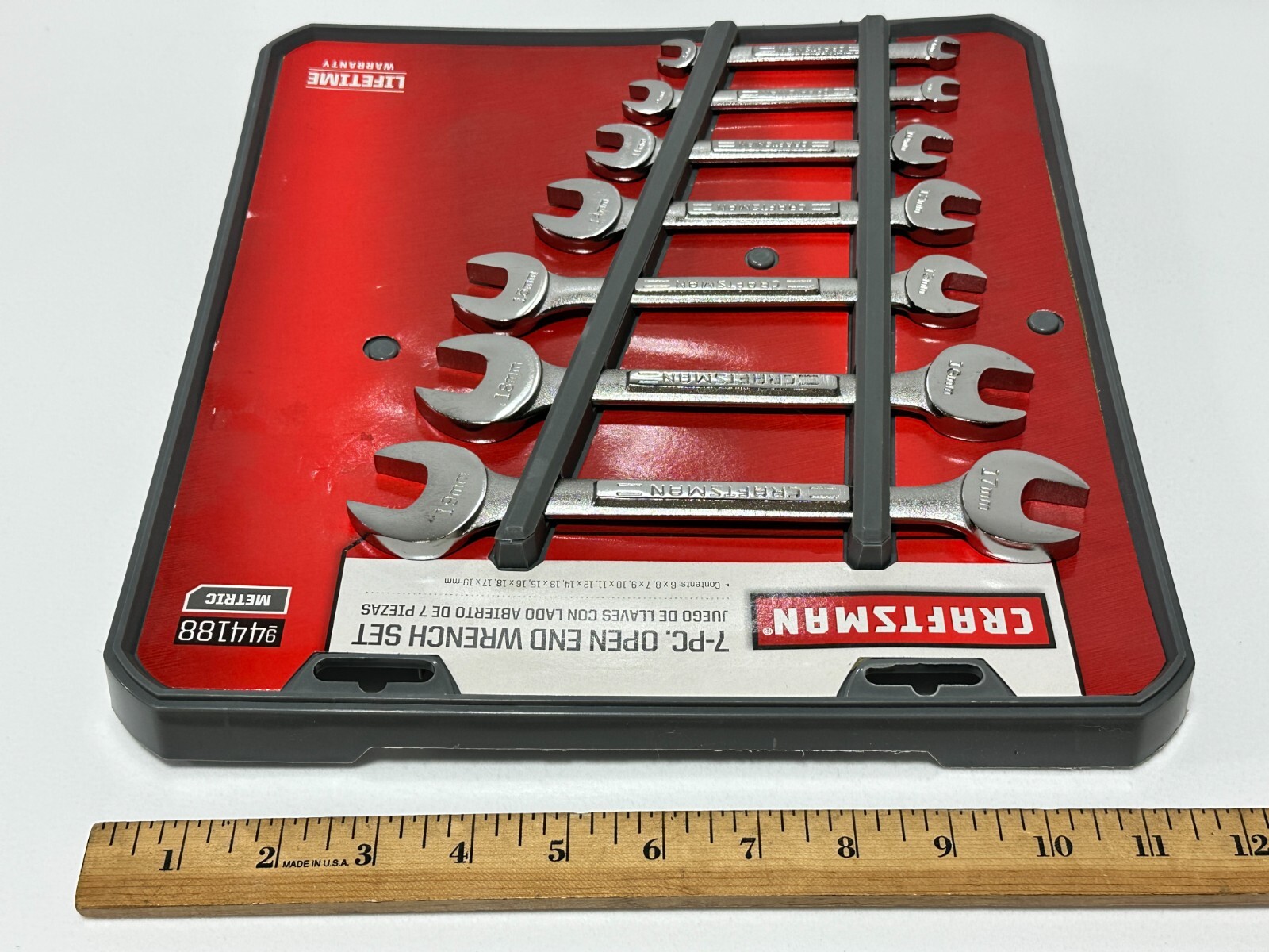 NOS Craftsman Tools 44188 7pc Metric 6mm to 19mm Open-End Wrench Set