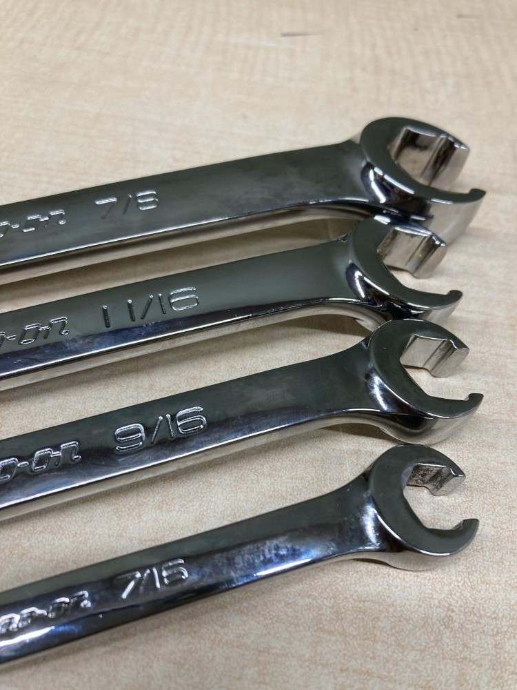 Snap-on RXFS Series SAE 6 Point Double End Flare Nut Wrench 4Pc Set [Used]