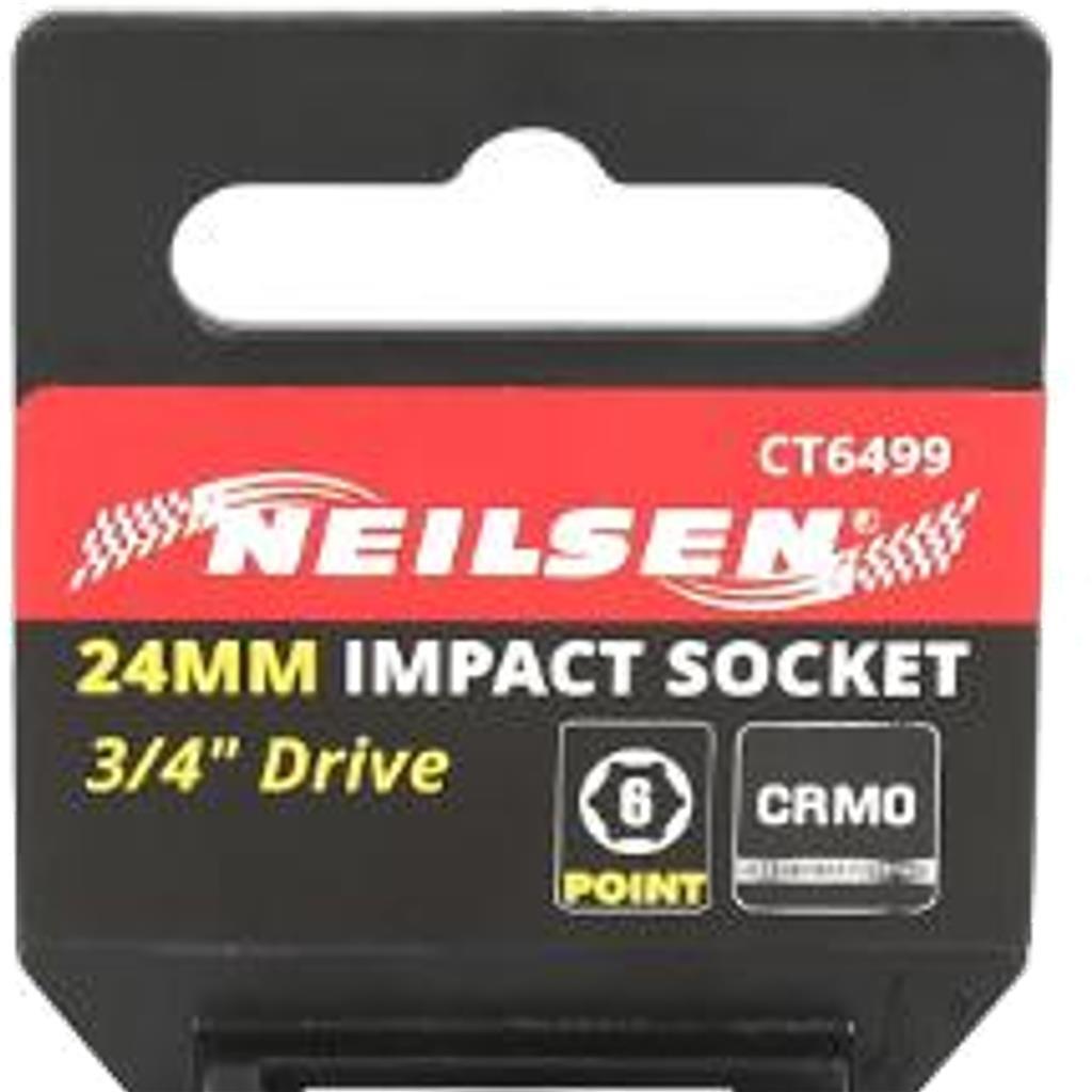 Neilsen 3/4″ Drive Standard Shallow Square Metric Single Impact Socket 24mm