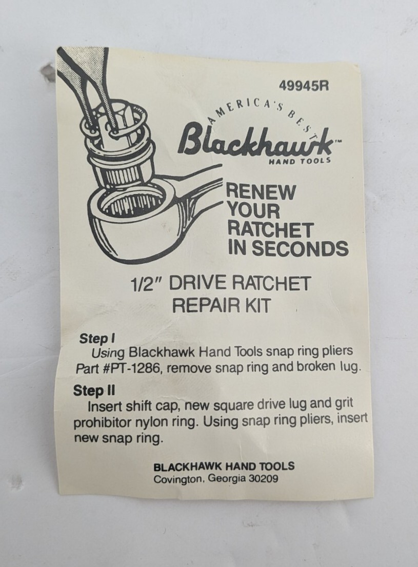 Blackhawk 49945R 1/2″ Drive Ratchet Repair Kit COARSE TOOTH 9T NOS | Brand New