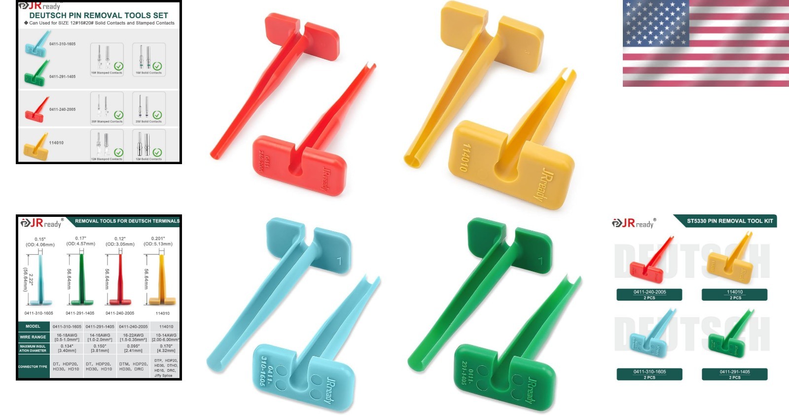 6-Piece Plastic Terminal Removal Tool Kit for Connectors, 12-22 AWG