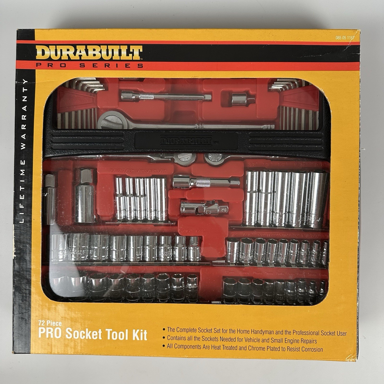 Durabuilt Pro Series 72 Piece Socket Tool Kit Mechanics Ratchet Set SAE Metric