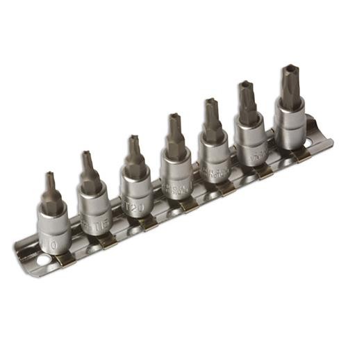Laser Tools Tamperproof Star 5-Sided Socket Bit Set 1/4″D 7pc 3389