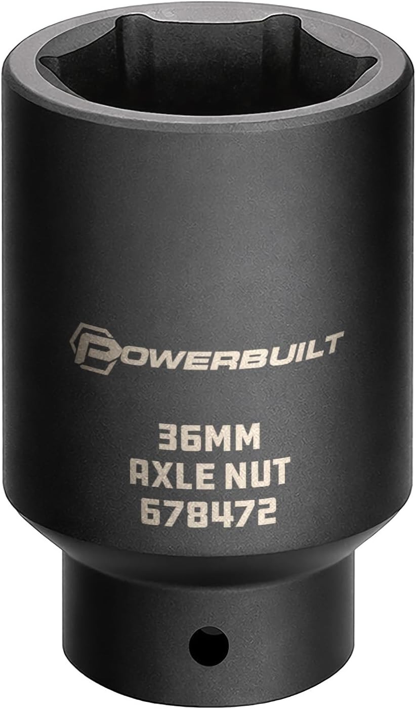 36mm 6-Point Drive Socket for Axle Nut Removal Compatible with Impact Tools