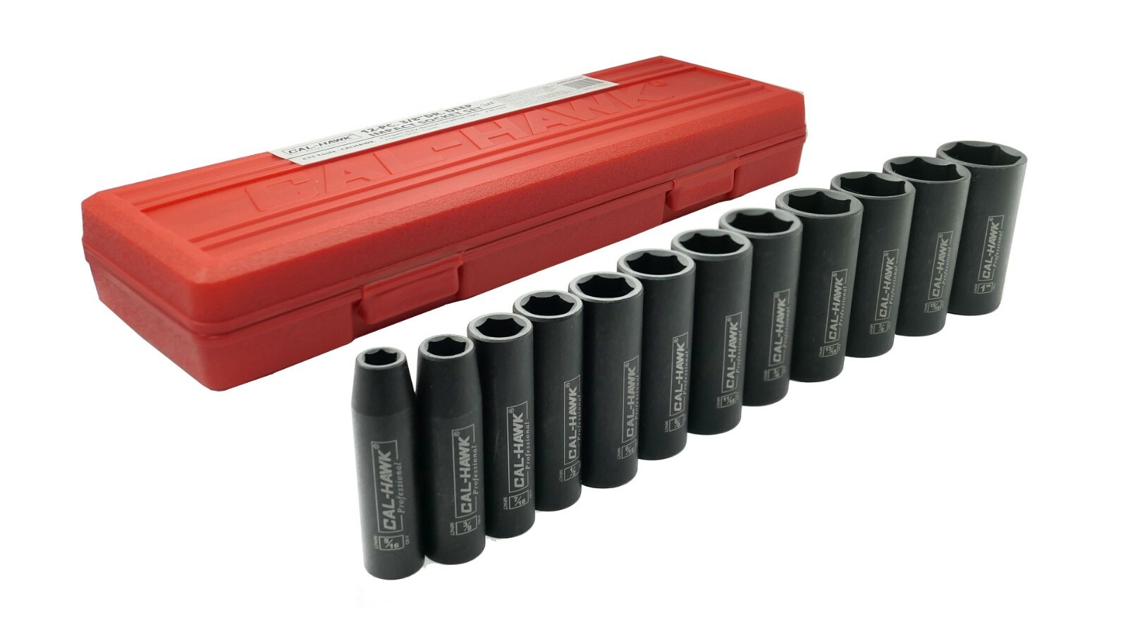 12 pc 3/8″Dr. 6 POINT SAE Deep Impact Socket Chrome Vanadium CRV Set
