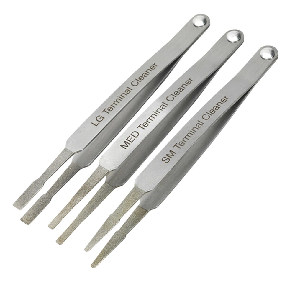 3Pcs/Set Diamond Grip Electrical Terminal Cleaner Tool Wiring Tweezer Style