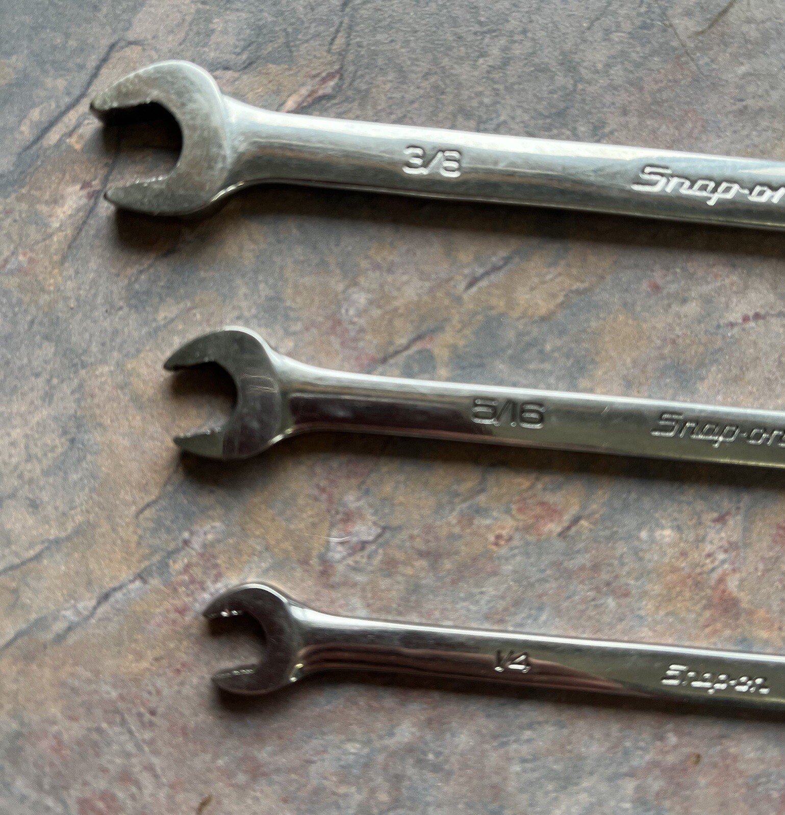 SOEX01 Snap On 13 Pc 12-Point SAE Flank Drive Combination Wrench Set 1/4”-15/16”
