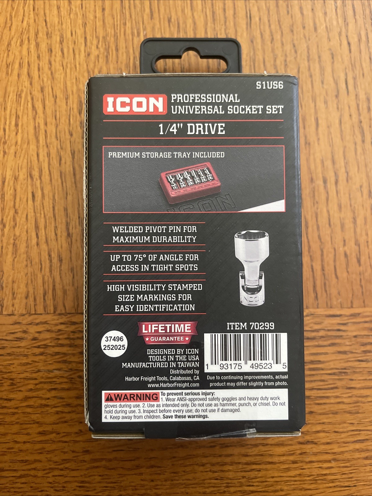 ICON 1/4 “Drive SAE Universal Joint 6 Pcs Set 1/4” – 9/16” S1US6 70299