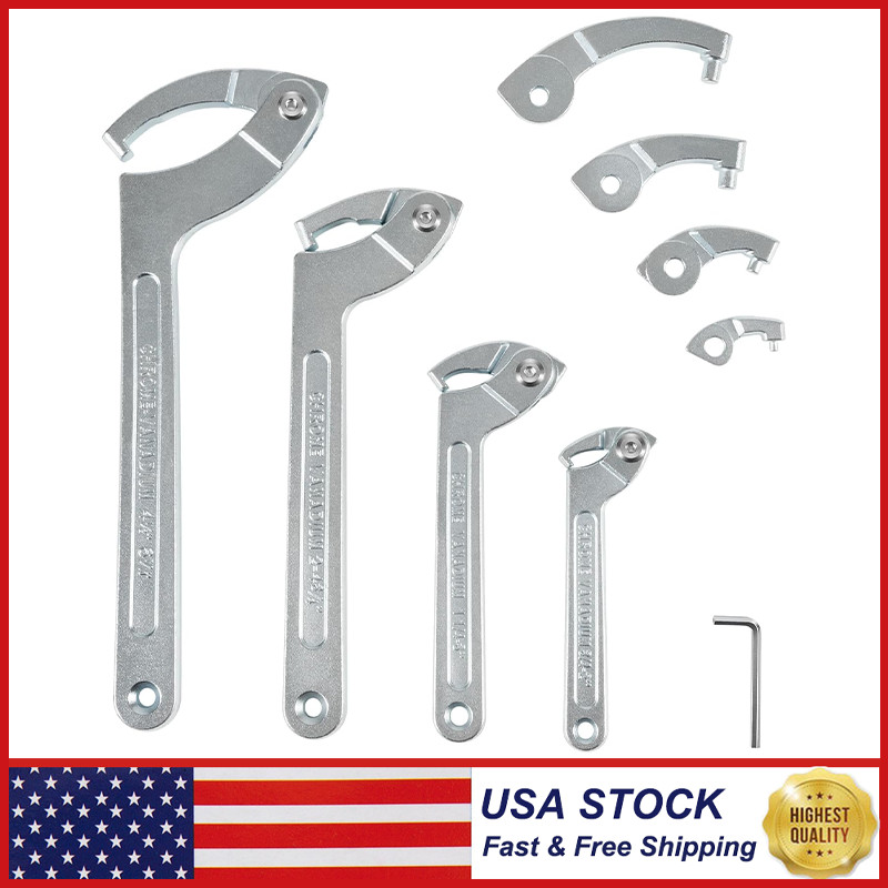 8 Pack Adjustable Hook C Pin Spanner Wrench Tool Set Nut Wrench 3/4″ to 6-1/10″