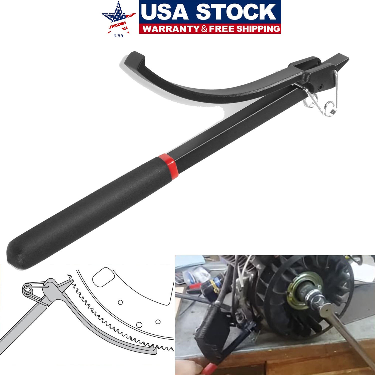 Flywheel Turner Turning Tool Wrench Clamp Flex Plate Holder for Most Vehicles