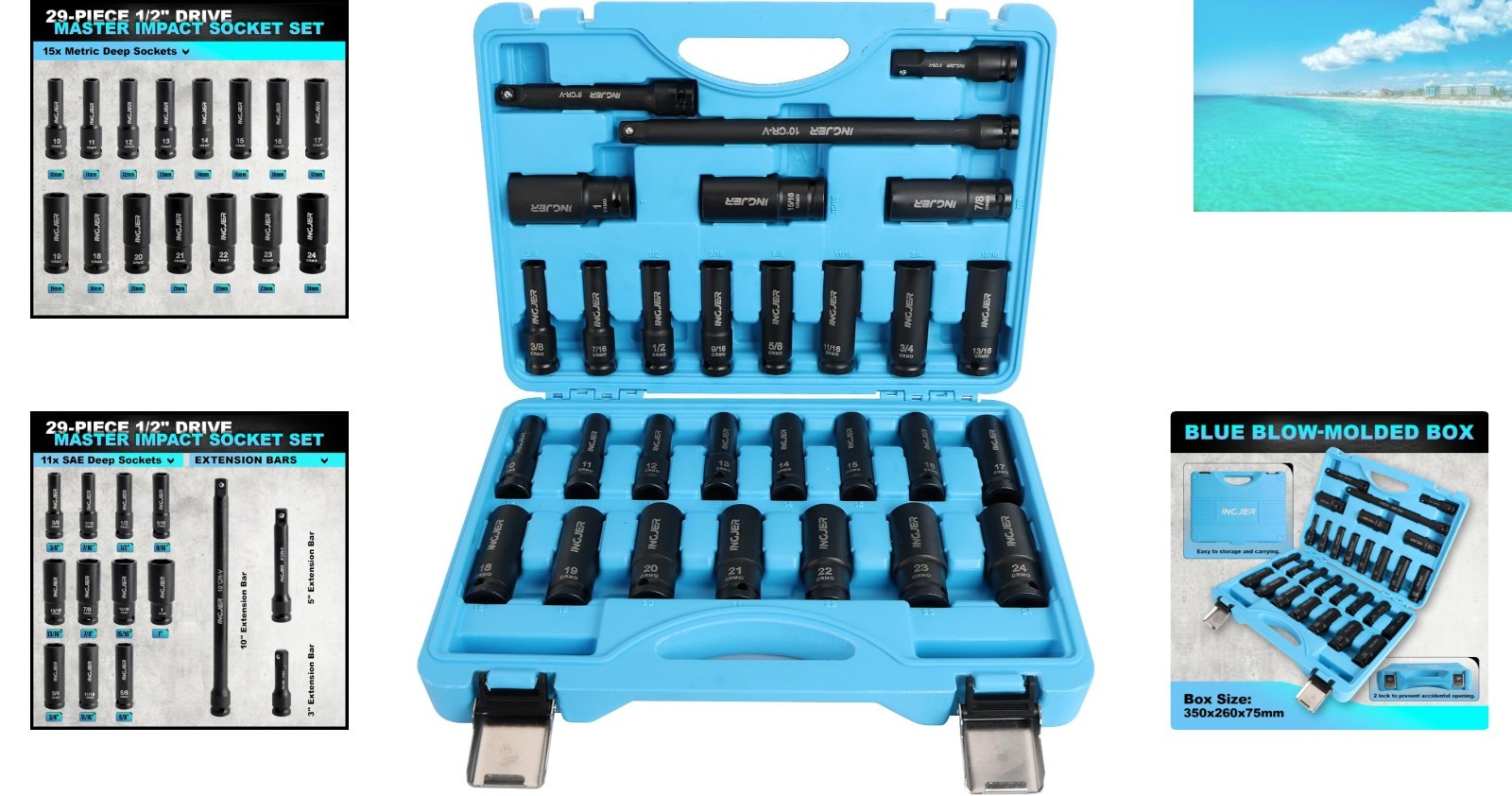 29PC 1/2″ Impact Socket Set – Chrome Molybdenum Steel for Maximum Torque