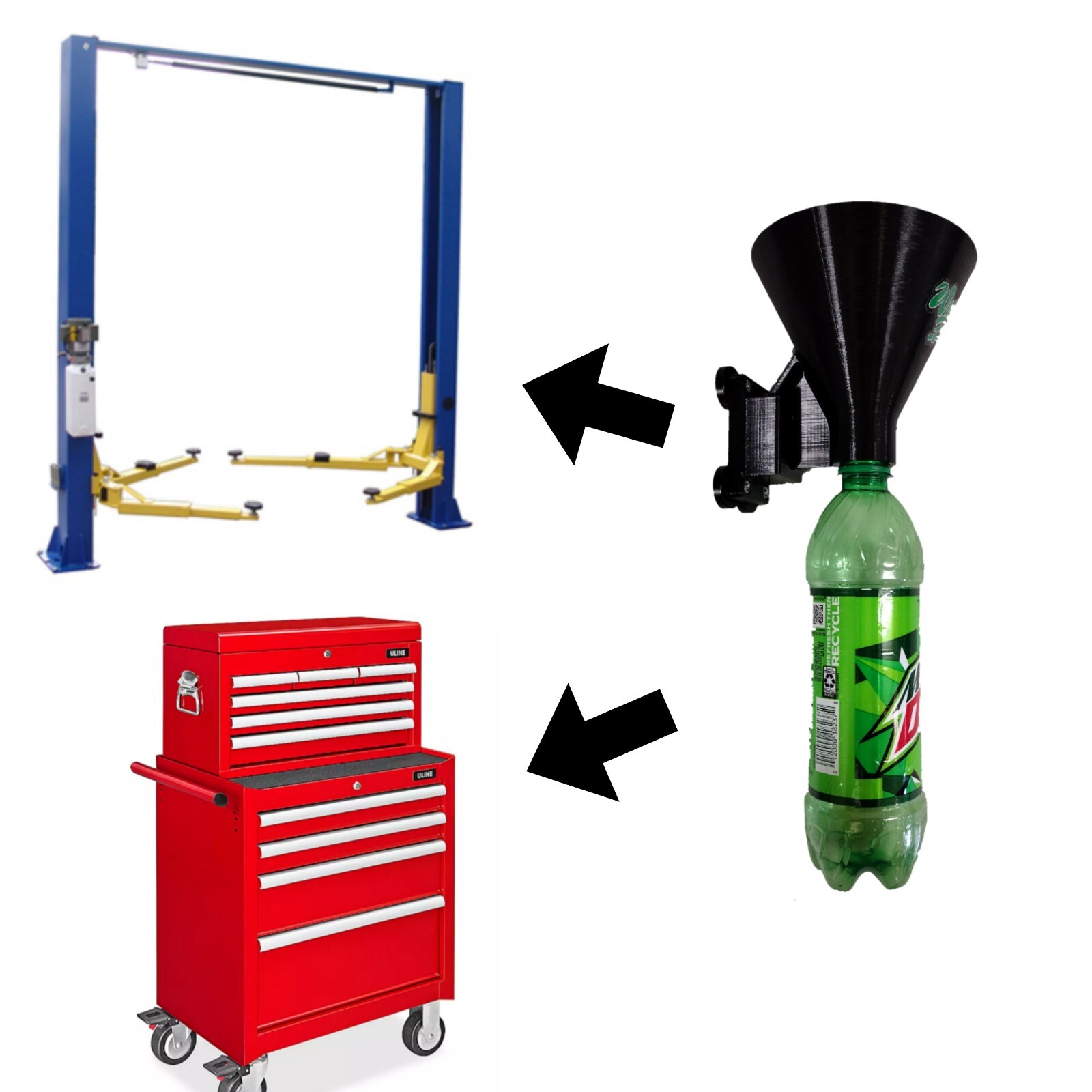 Weird Fab Funnel Holder, Oil Filter Drain/Drip Rack, Magnetic Mount, USA