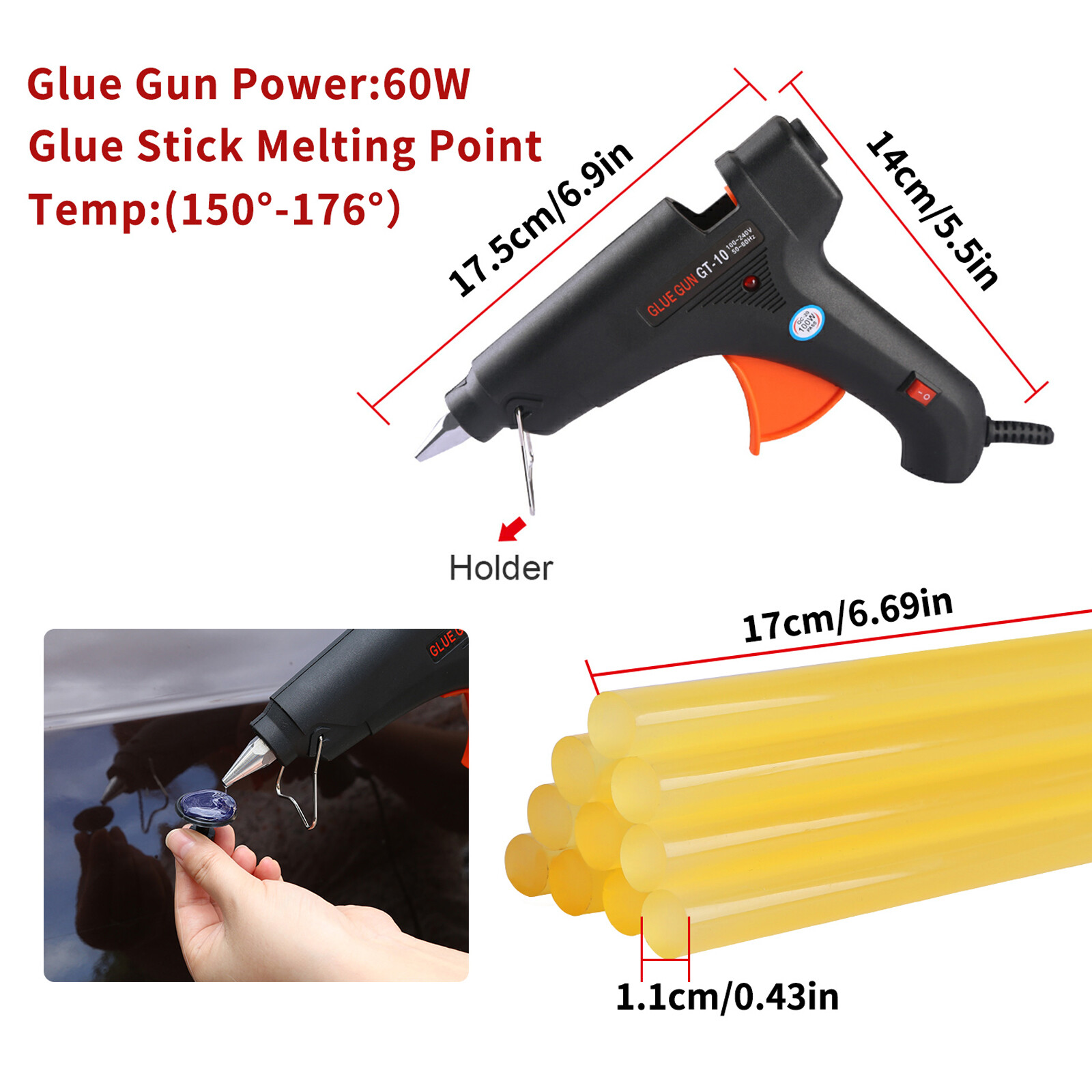 PDR 109x Car Body Dent Puller Rods Tool Paintless Hail Damage Remover Repair Kit