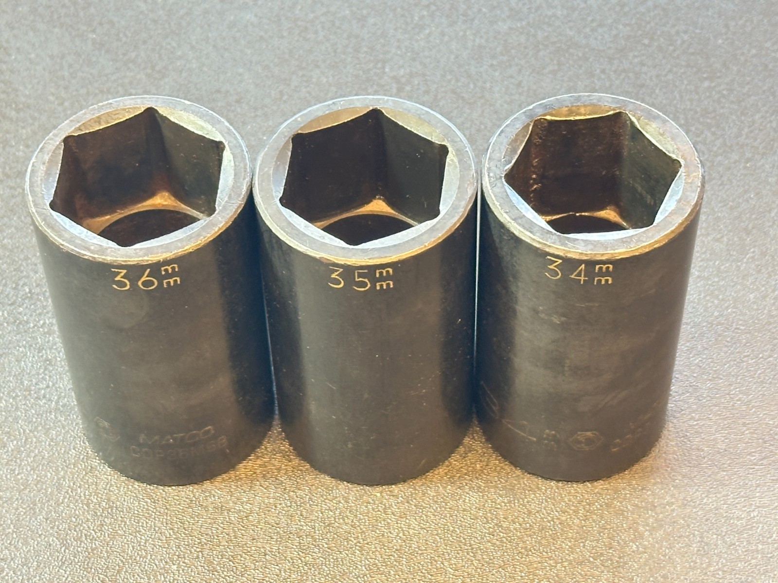 Matco Tools USA 3pc Deep Impact Socket Set Lot 1/2” Drive, Metric 34mm 35mm 36mm