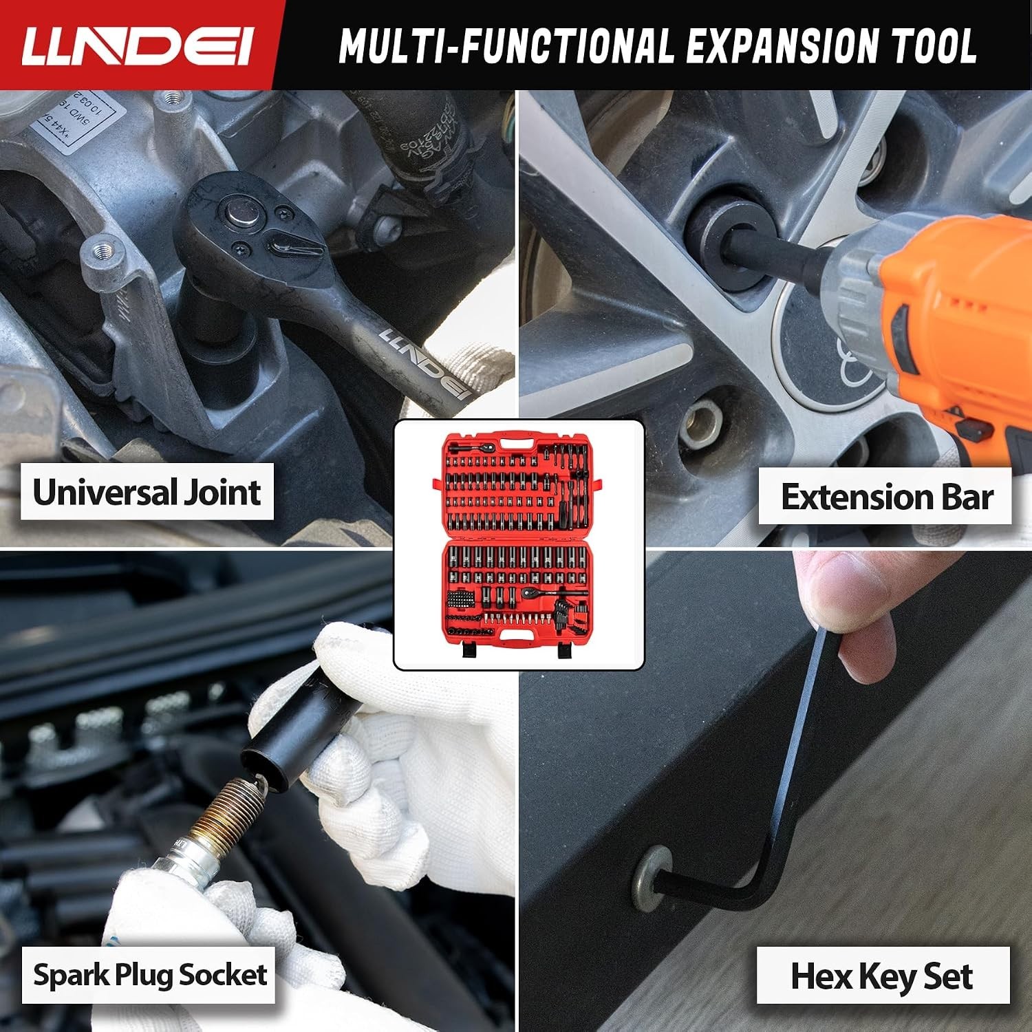 Mechanic Tool Set – 186 Pc Socket Set with Bits & Spark Plug