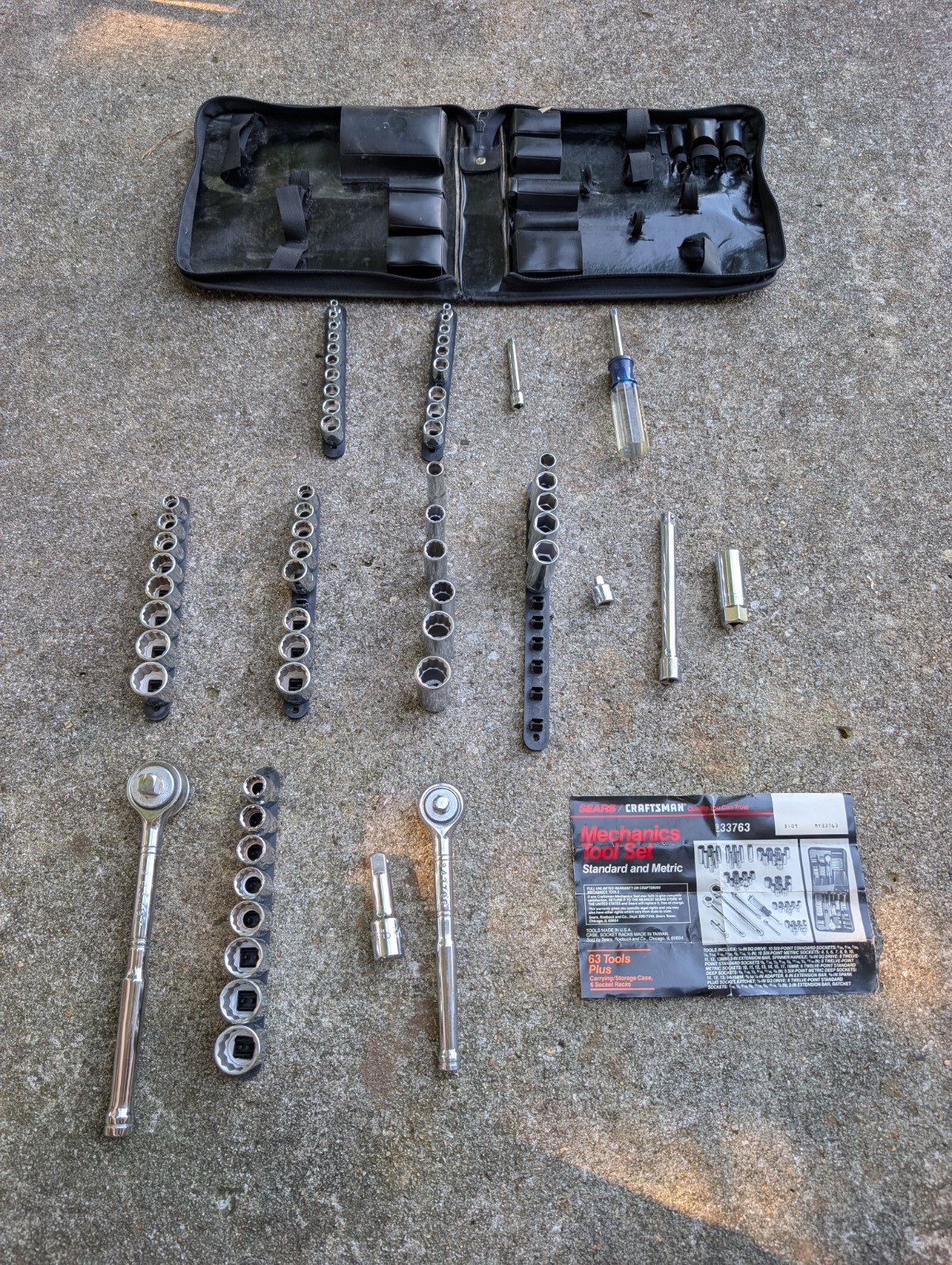 Craftsman 63 Pc (-1 Pc missing) Mechanics Socket Tool Set #933763 SAE & Metric