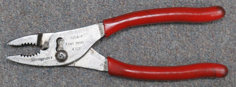 Snap On Tools 8.5″ Long Slip Joint Pliers Red Soft Grip 47CF USA