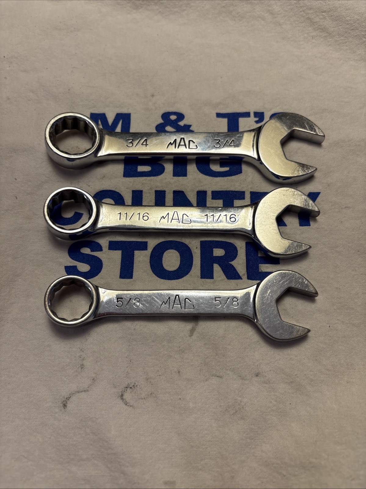 Mac Tools 12pt SAE Stubby Chrome Combination Wrench Set CS220, CS222, CS242