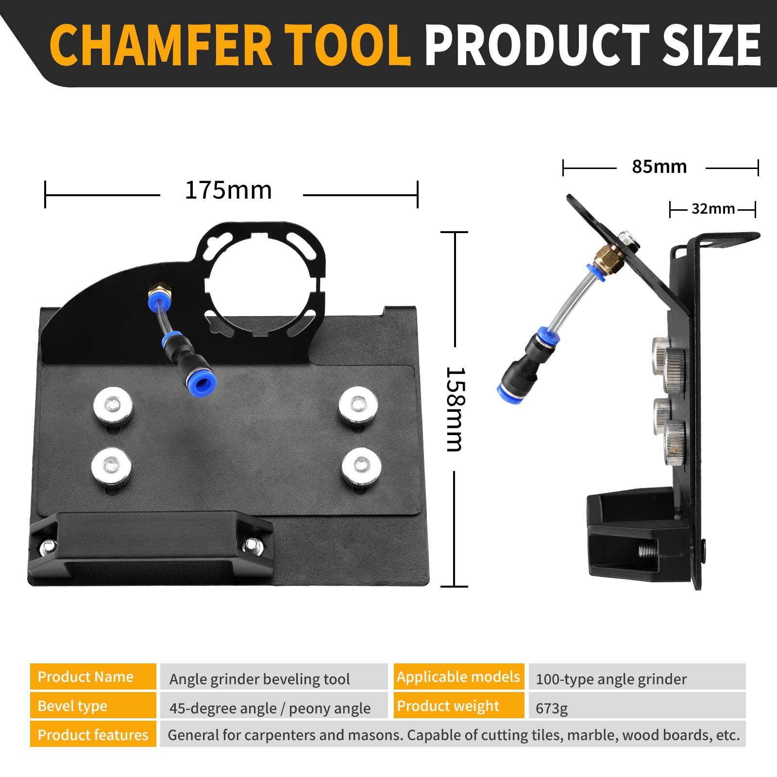 Angle Grinder Tile Chamfering Stand Angle 45 Degree Tile Chamfer Cutting Tool