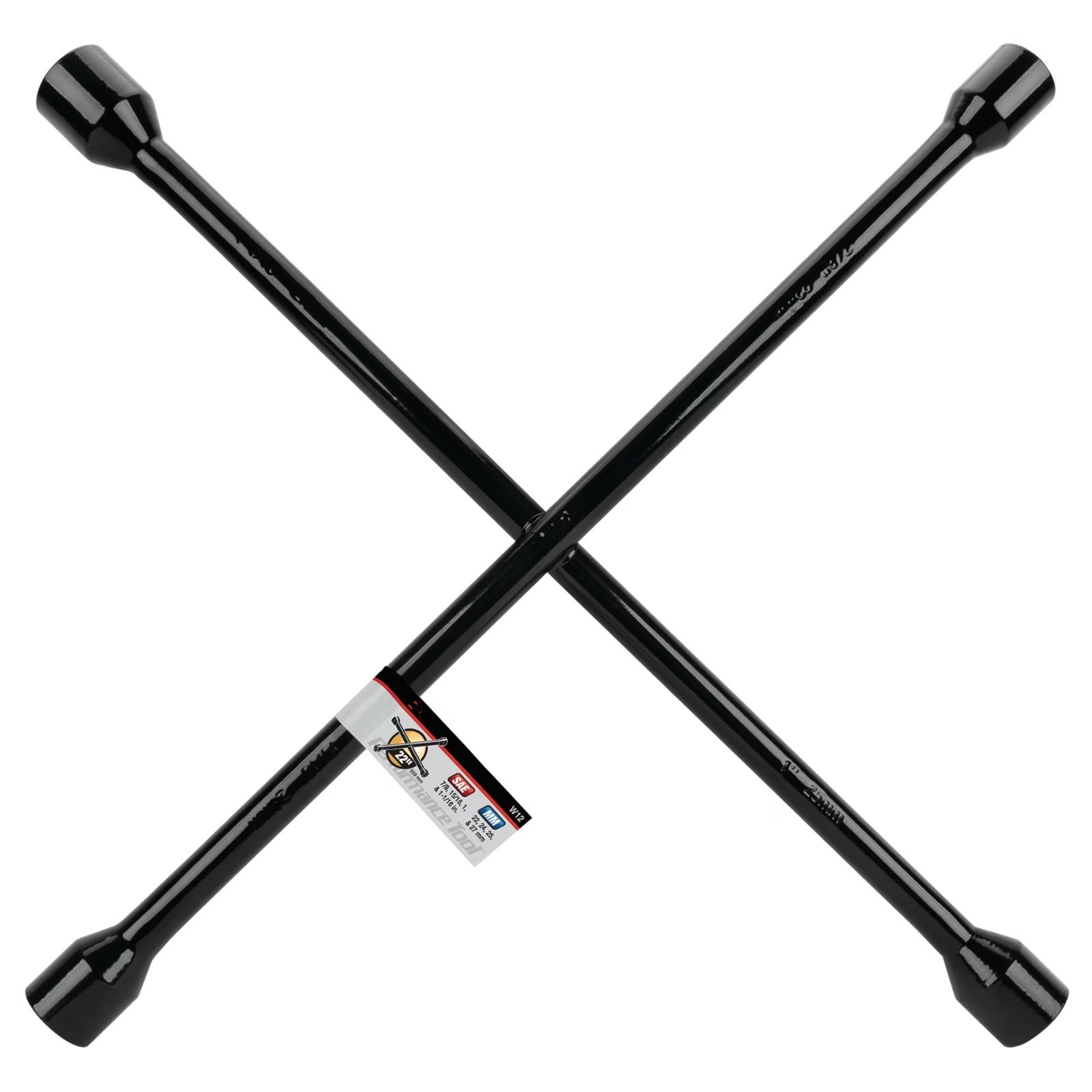 22 in 4-Way Lug Wrench Fits 7/8 15/16 1 1/16 in Steel Star Design Black