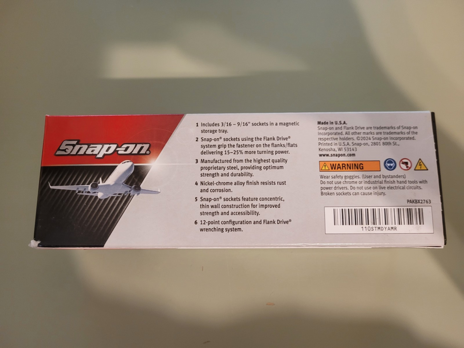 Snap-On 10 PC 1/4″ Drive 12-Point SAE Flank Drive® Deep Socket Set (3/16-9/16″)