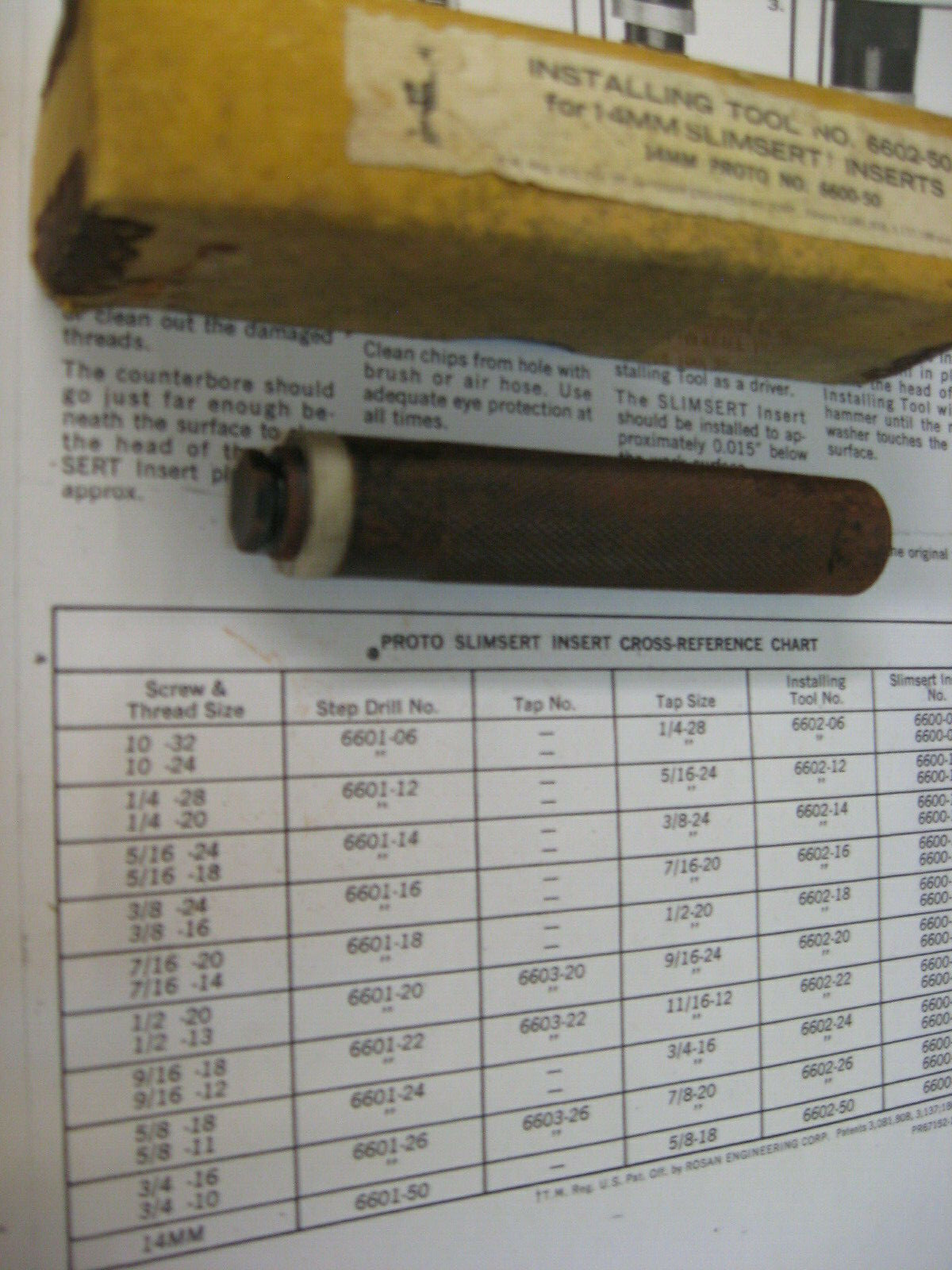 VINTAGE NOS 15/32″ Hex -drive SLIMSERT INSTALLING TOOL, PROTO # 6602-50