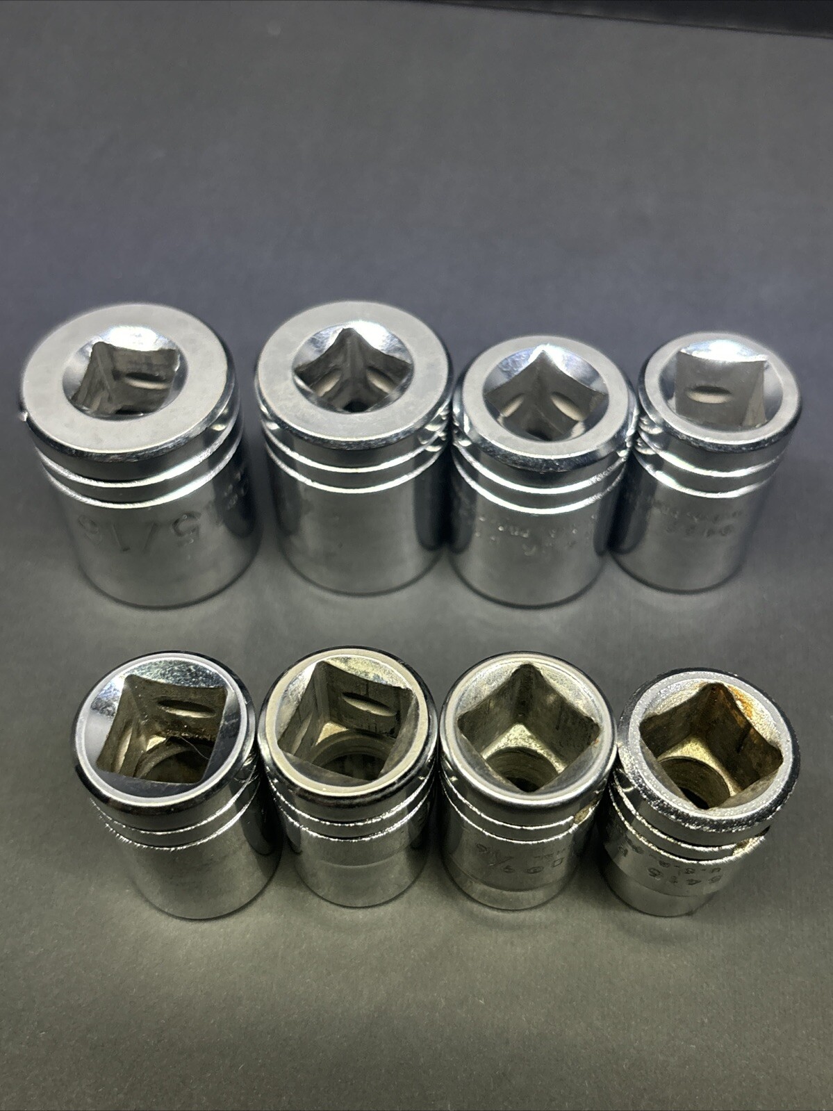 8 Proto 1/2″ Drive 7/8, 15/16, 13/16, 11/16, 9/16 SAE Sockets Chrome 12 Pt USA