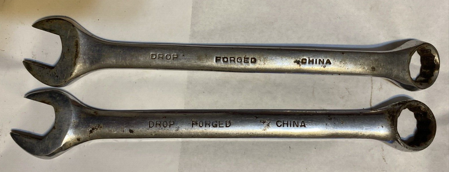 (2) LARGE MIT COMBINATION 12 PT WRENCHES, 1″ & 11/16″ WRENCHES