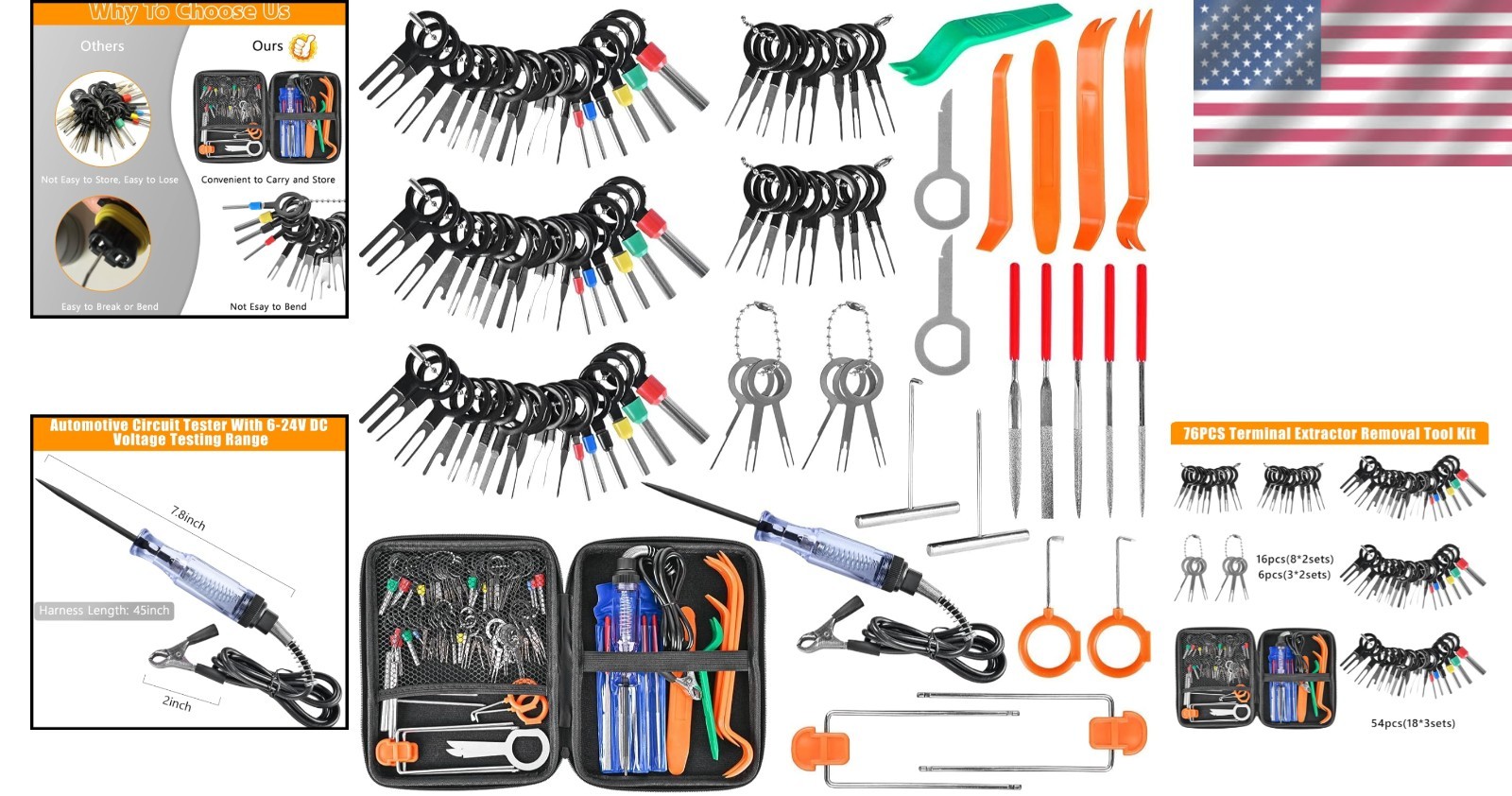Ultimate 96-Piece Depinning Tool Set with Circuit Tester for Electronics & Autos